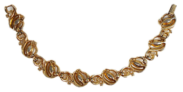 Trifari Bracelet Gold Tone Crystal Rhinestones 7"x5/8"