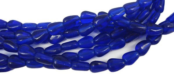 Art Deco Necklace 925 Vermeil 6 Strands Cobalt Blue Czech Glass Beads 18" x 1"