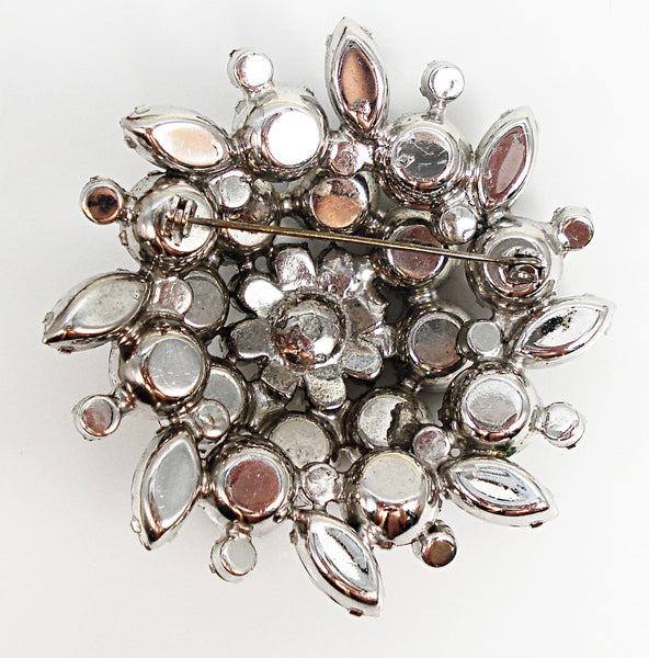 Juliana Weiss? Large 2 3/4" Brooch Black Diamond Rhinestones Crystal Rounds