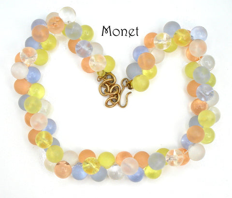 Monet Wisteria Bubble Balls Pastel Lucite Necklace 19" x 7/8"