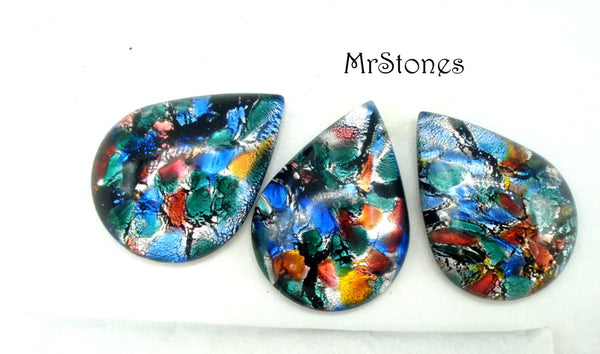 30x22mm (3050) Multi Black Opal Pear Pendeloque Cabochon