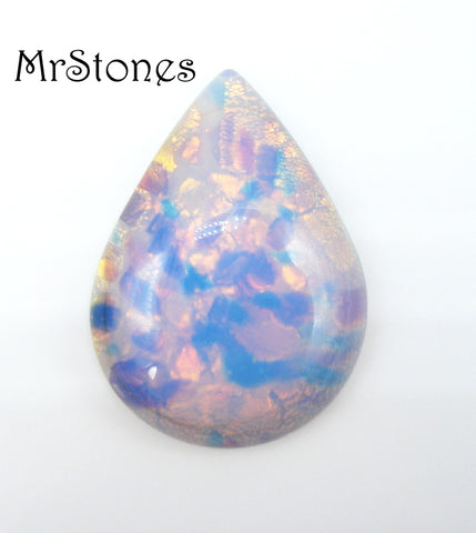 30x22mm (3332) Fire Opal Harlequin Pear Pendeloque Cabochon