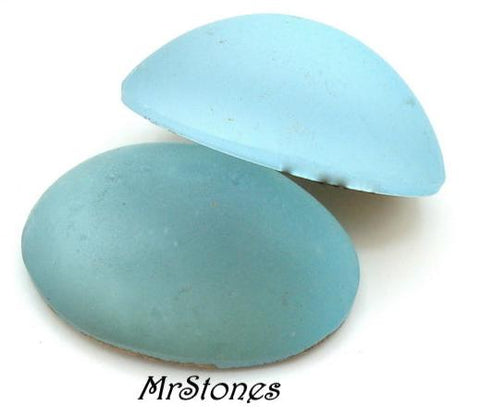 18x13mm (1685) Aqua Frosted Matte Oval Cabochon