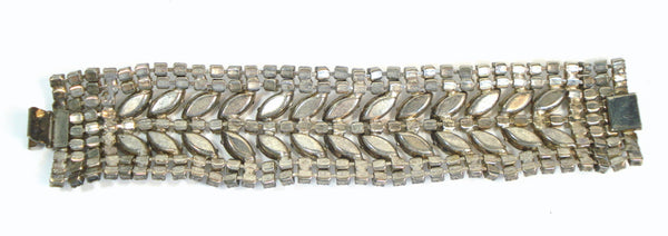 Glam 9 Row Wide Bracelet Crystal Rhinestones Marquises