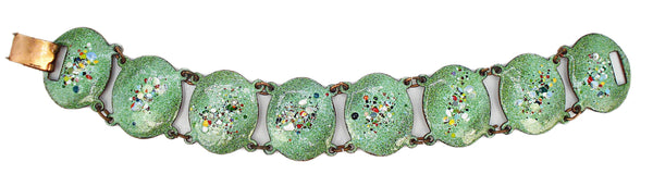 Bracelet Seafoam Mint Green Confetti Enamel Copper Plated Bracelet 7" x 1"