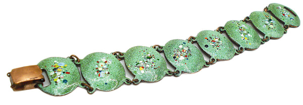 Bracelet Seafoam Mint Green Confetti Enamel Copper Plated Bracelet 7" x 1"