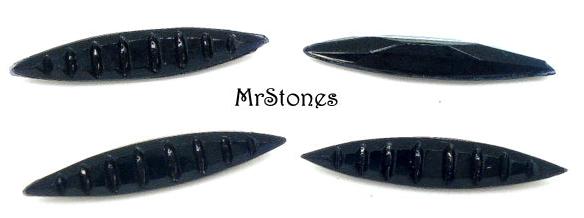 15x4mm (4239/2) TTC Jet Black Marquise Navette with Horizontal Cuts 8pcs/$1.95