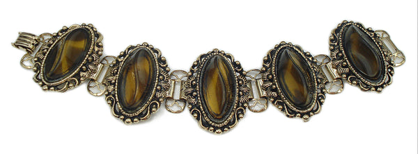 Victoria Revival Chunky Bracelet Lucite Tortoise Ovals with Curved Spine