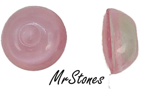 13mm (1684) Pink Moonstone Glass Round Cabochon w/3mm Center Hole