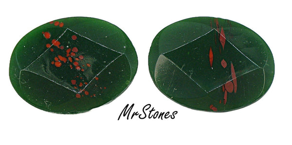 30x22mm (4130/2) TTC Glass Bloodstone Oval Shape