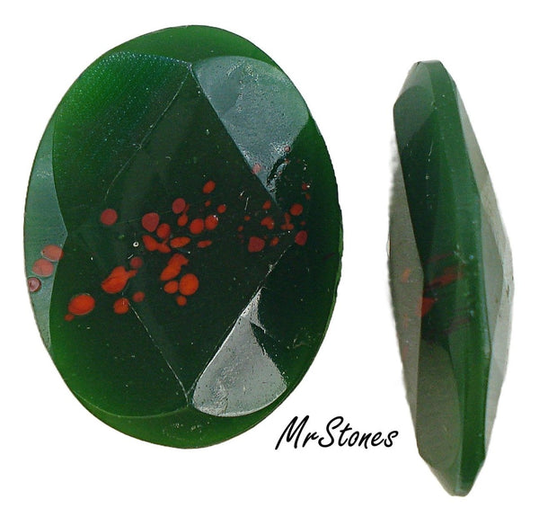 30x22mm (4130/2) TTC Glass Bloodstone Oval Shape