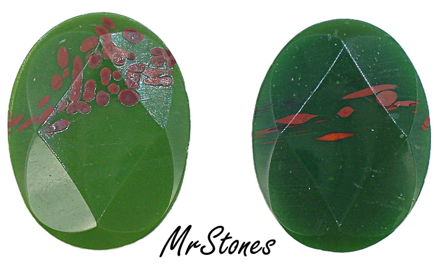 30x22mm (4130/2) TTC Glass Bloodstone Oval Shape