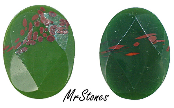 30x22mm (4130/2) TTC Glass Bloodstone Oval Shape