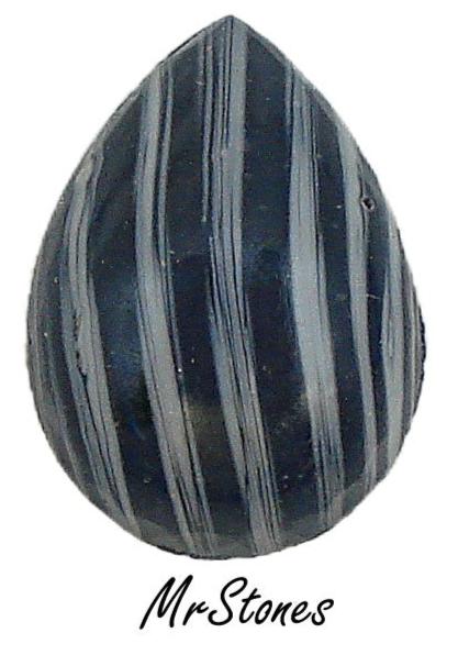 18x13mm (3332) Navy Blue White Stripe Pear Pendeloque Cabochon Japan