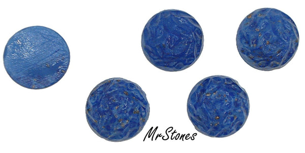 11mm (1684) Blue Lapis Speckled Glass Nugget Top Round Cabochon