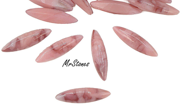 15x4mm (3146) Opaque Pink Rose Matrix Marquise Navette Buff Top Doublet