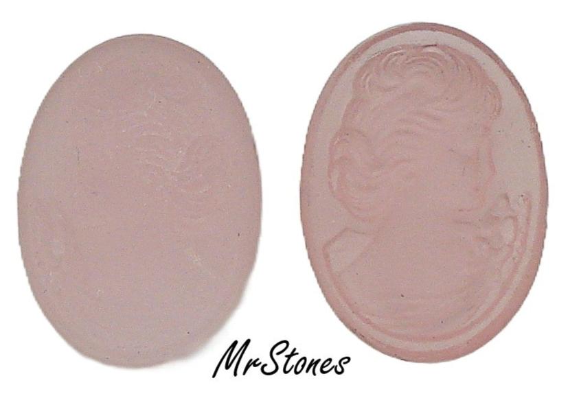 18x13mm Cameo Oval Left Facing Lady Pink Rose Frosted Matte Finish Flat Back