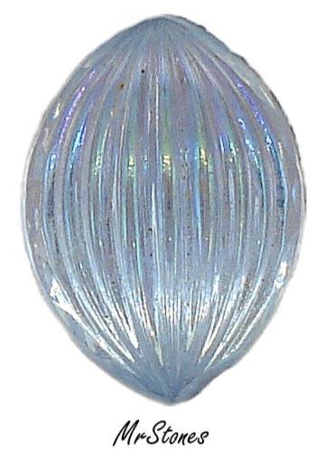 14x10mm (Leaf) Light Sapphire AB Leaf Shell Foiled Glass 5.3mm Ribbed Dome