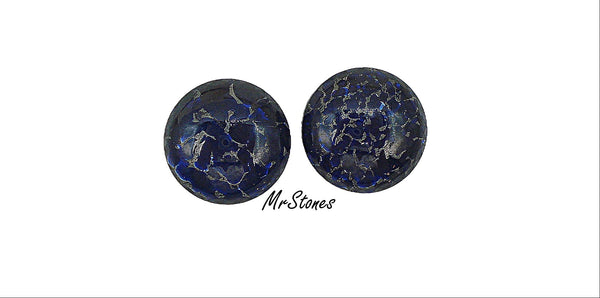 18mm (1684) Lapis Matrix Glass Round Cabochon