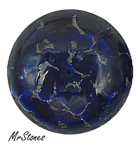 18mm (1684) Lapis Matrix Glass Round Cabochon