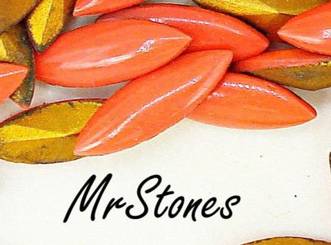 15x5mm (3146) Coral Color Enamel Marquise Navette Buff Top Doublet Gold Foiled