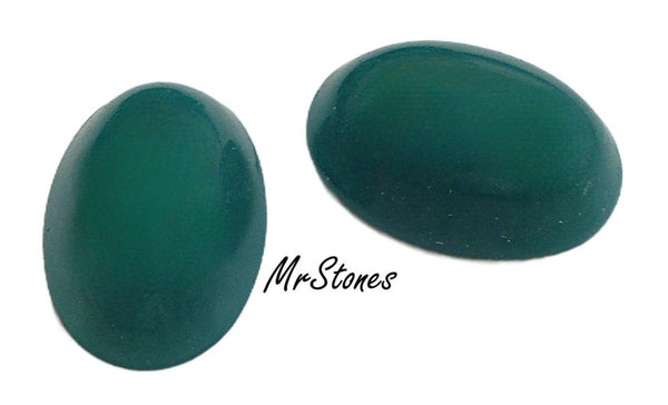 14x10mm (2194) Opaque Green Oval Cabochon Japan 3pc/$1.00