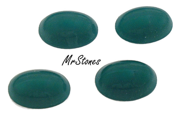 14x10mm (2194) Opaque Green Oval Cabochon Japan 3pc/$1.00