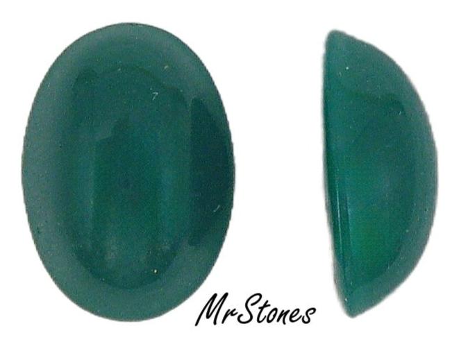 14x10mm (2194) Opaque Green Oval Cabochon Japan 3pc/$1.00