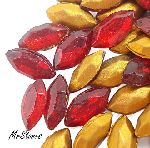 8x4mm (4227) TTC Siam Red Marquise Navette 10pk/$1.50