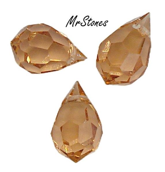 10x6mm (CZ136) Czech Peach Glass Broilette Teardrop Pear Shape Dangle Bead