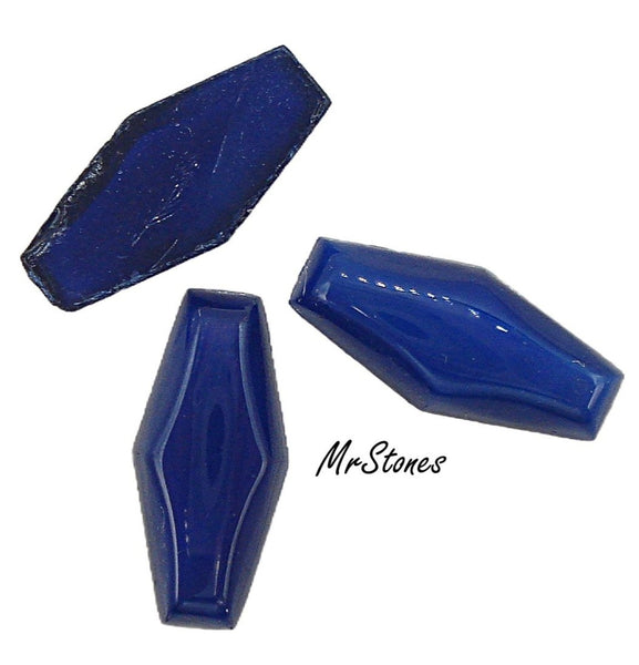 15x7mm (COF) Lapis Blue Coffin Shape Glass Cabochon 3mm Thick 1pc or 5pc