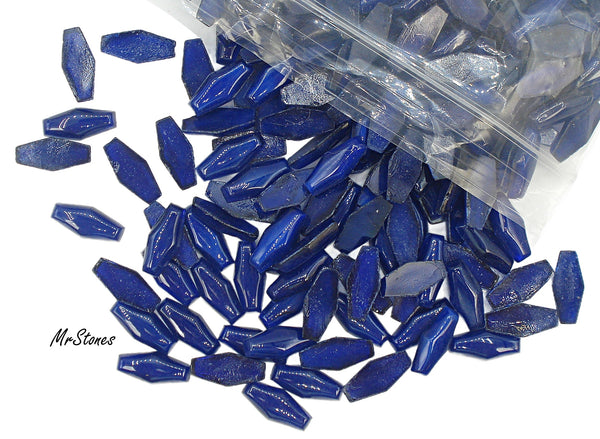 15x7mm (COF) Lapis Blue Coffin Shape Glass Cabochon 3mm Thick 1pc or 5pc