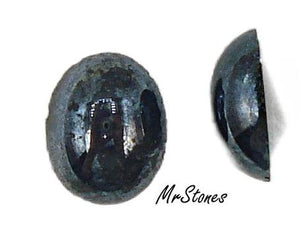 10x8mm (2195) Jet-Hematite Oval Glass Cabochon Unfoiled