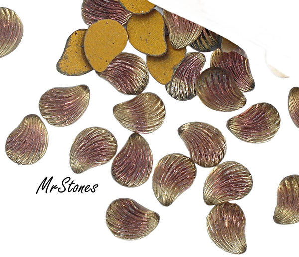 13x10mm (LEAF) Bi-Color Amethyst Jonquil Curved Ribbed Flatback (12.7x9.5mm)