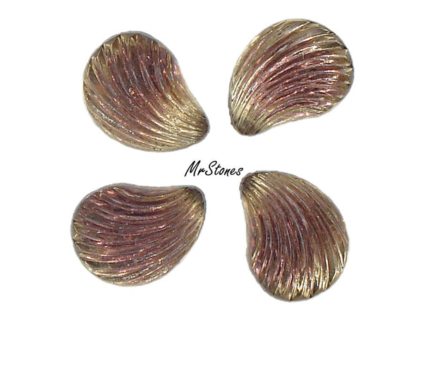 13x10mm (LEAF) Bi-Color Amethyst Jonquil Curved Ribbed Flatback (12.7x9.5mm)