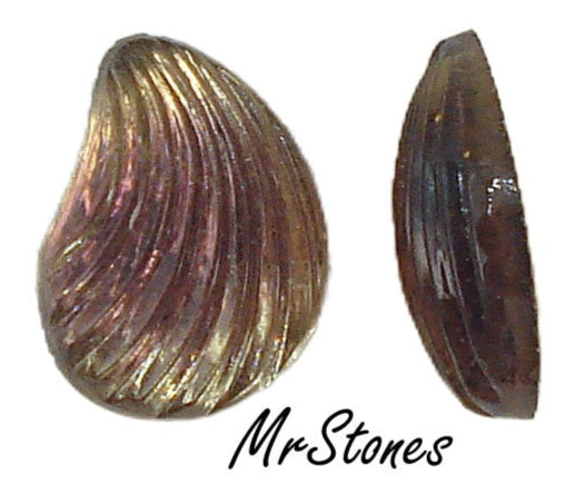 13x10mm (LEAF) Bi-Color Amethyst Jonquil Curved Ribbed Flatback (12.7x9.5mm)
