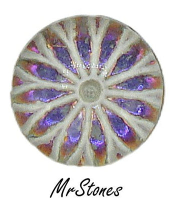 11mm (91635) Red Volcano Flower Design Round Cabochon West Germany