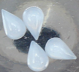 6x3.6mm (2390/4) Light Blue Moonstone Pear Shape Cabochon West Germany Glass