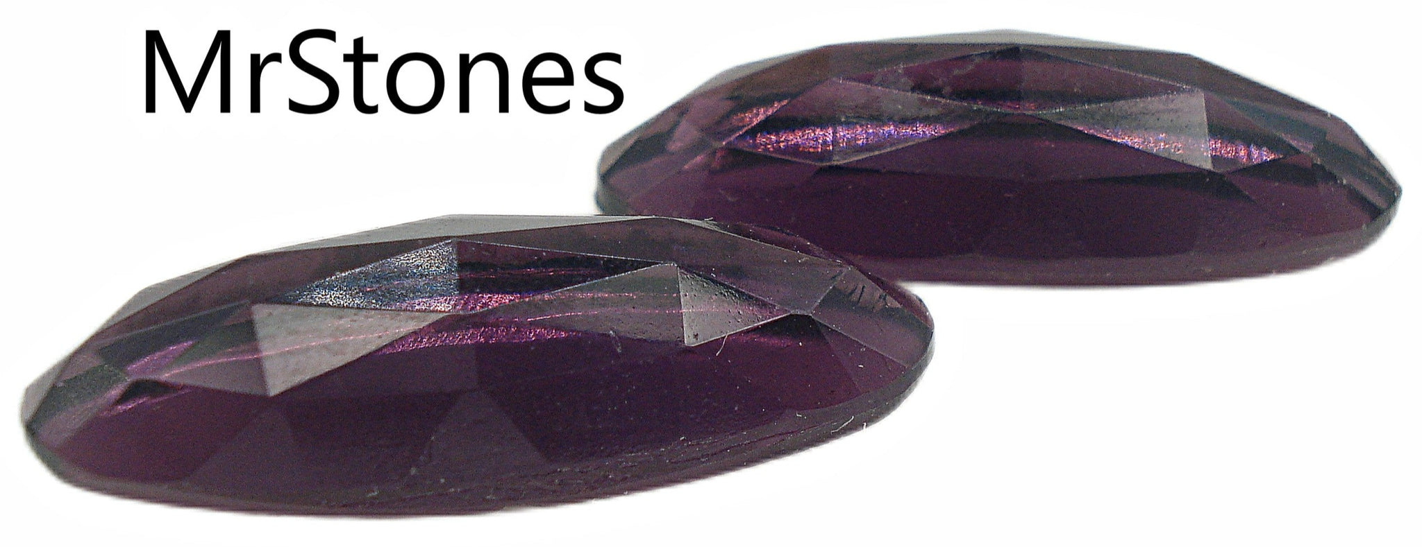 25x9mm (3293) Amethyst Purple Rauten Rose Cut Oval Fully Faceted Top Flat Back