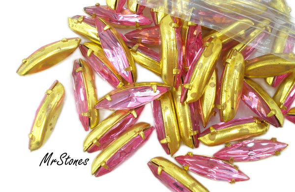 15x4mm (F4200/2) Brass Marquise Setting TTC Rose Rhinestone Prong Set