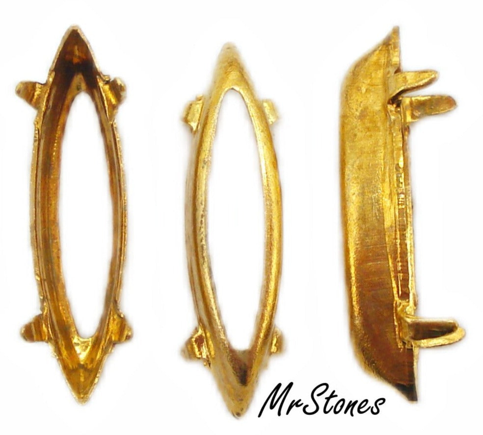 15x4mm (F4200) Brass Open Back Marquise Navette Setting 2pk/$1.00