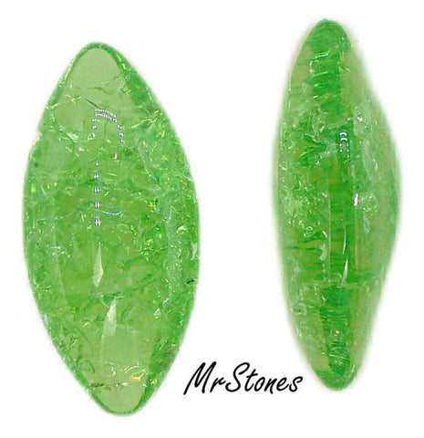 15x7mm (3146) Peridot Green Crackle Marquise Navette Buff Top Doublet