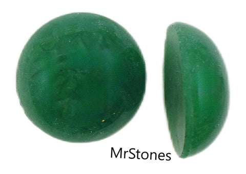 18mm (2194) Jade Green Glass Round Cabochon Japan