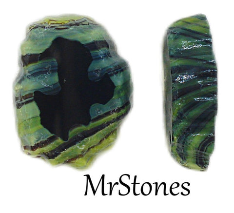 16x12mm Schiaparelli Lava Nugget Rock Mossy Green Black