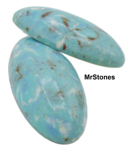 32x17mm (SKCBSO) Acrylic Turquoise Matrix Oval Cabochon