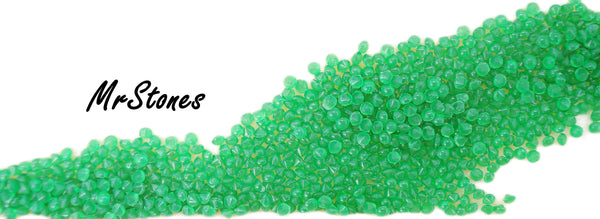 1.1mm (3189) (2ss) Chrysophase Green Un-foiled Round Buff Top Doublets France 10pk/$1.00