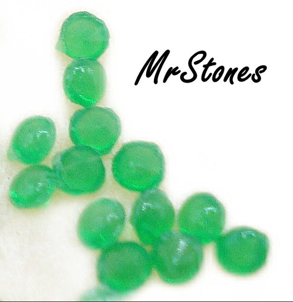 1.1mm (3189) (2ss) Chrysophase Green Un-foiled Round Buff Top Doublets France 10pk/$1.00