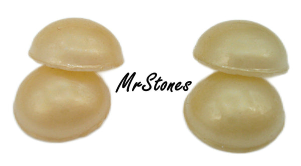 10mm (S14IHPR) Golden Cremes Imitation Glass Pearl Cabochon