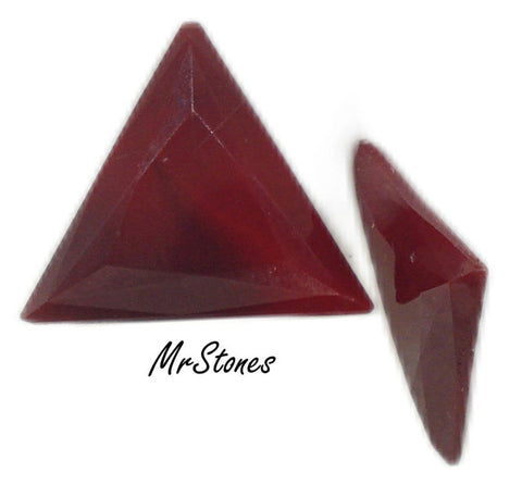 14mm (TRI) Dark Cherry Red Triangle Shape Shallow Pointed Back 4mm Thick