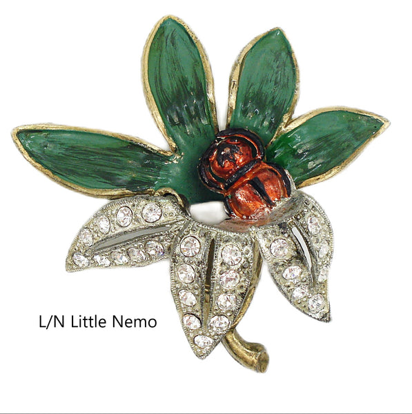 Little Nemo L/N 2.5" Bug Beetle in Flower Brooch